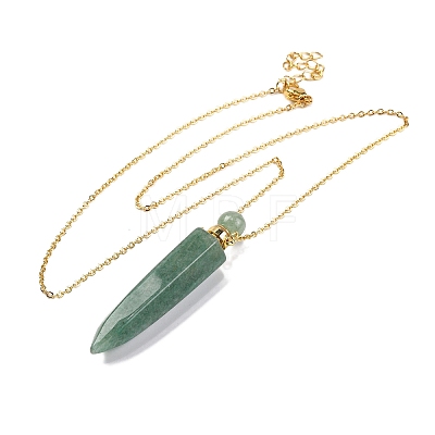 Natural Green Aventurine Bullet Shaped Perfume Bottle Pendant Necklaces G-B089-02G-03-1