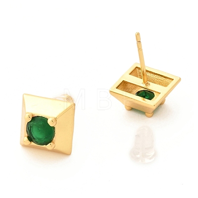 Brass Micro Pave Cubic Zirconia Stud Earrings EJEW-F273-14A-G-1