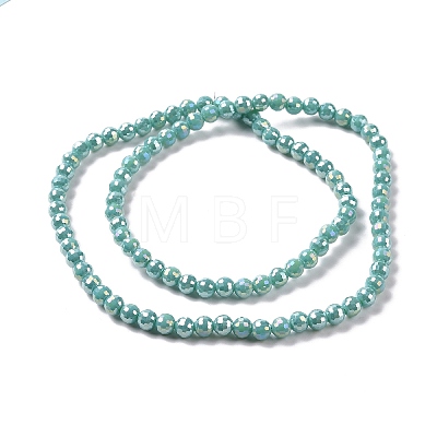 Electroplate Opaque Solid Color Glass Beads Strands GLAA-E036-10-M-1