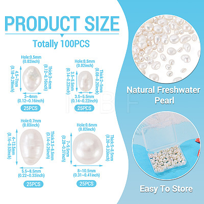 100Pcs 4 Styles Natural Cultured Freshwater Pearl Beads PEAR-TA0001-38-1