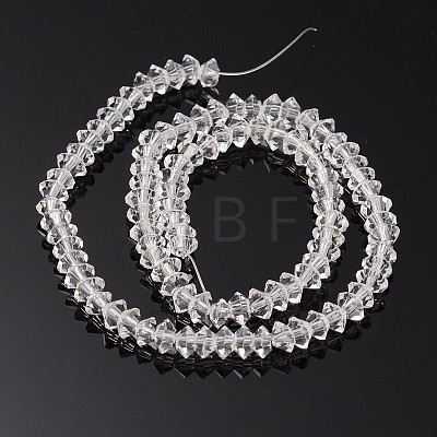 Faceted Bicone Transparent Glass Bead Strands GLAA-J082-A11-1