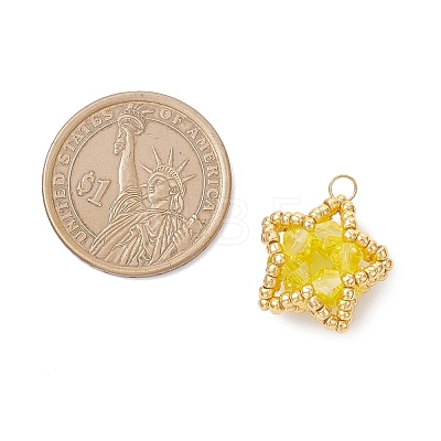 Glass Seed Beaded Star Pendants PALLOY-MZ01083-03-1