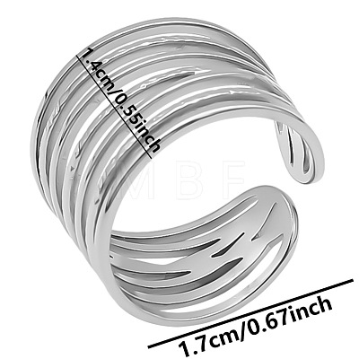 Minimalist 304 Stainless Steel Wide Band Cuff Open Rings for Women LX1844-1-1