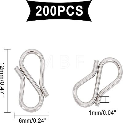 Unicraftale 304 Stainless Steel S Hook Clasps STAS-UN0004-92P-1