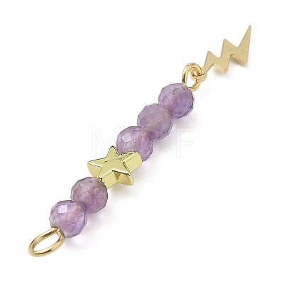 3Pcs 3 Styles Natural Amethyst Faceted Round Beaded Pendants PALLOY-JF03604-04-1