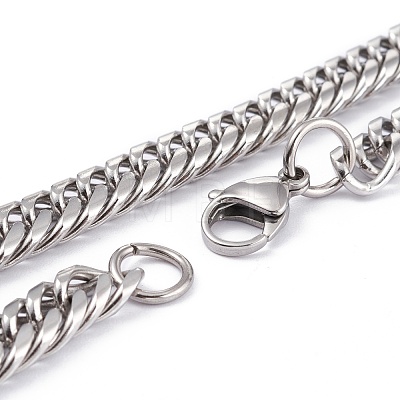 Men's 304 Stainless Steel Diamond Cut Cuban Link Chain Necklaces NJEW-I248-01P-1
