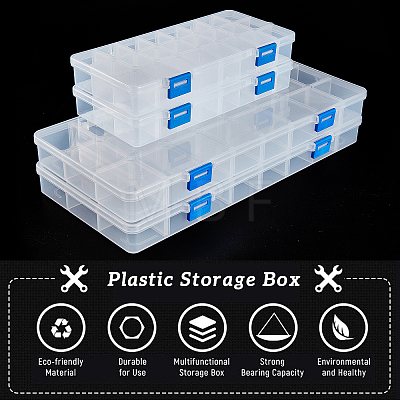 Plastic Bead Containers Rectangle CON-BC0006-81-1