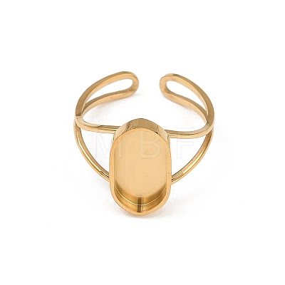 Real 18K Gold Plated 304 Stainless Steel Cuff Ring Components X-STAS-A191-12C-G-1