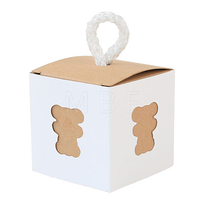Square Paper Candy Storage Box with Handle Rope PW-WG22725-01-1