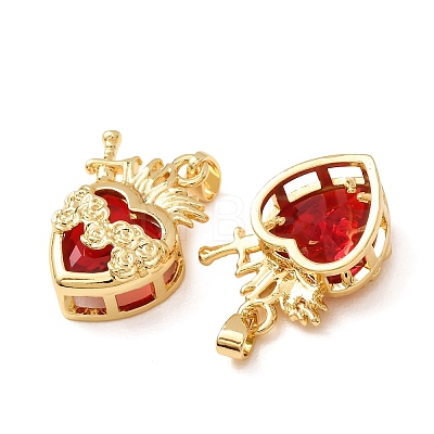 Brass Pave Red Cubic Zirconia Pendants CU-CBA7B6A-01G-1