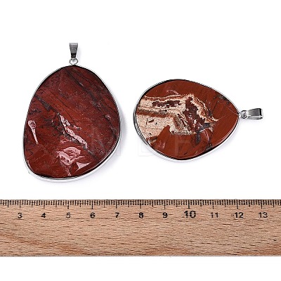 Natural Red Jasper Pendants G-N362-04P-03-1
