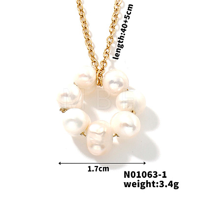 Chic Sweet Donut Brass Freshwater Pearl Pendant Necklace for Women CM3023-2-1