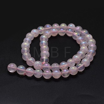 Electroplated Natural Rose Quartz Beads Strands G-K285-06-8mm-1