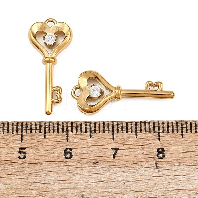 304 Stainless Steel Micro Pave Cubic Zirconia Pendants STAS-A132-02G-1