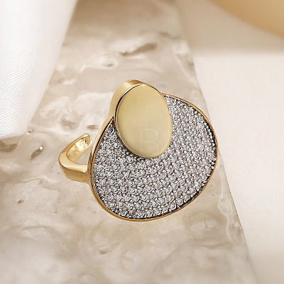 Brass Micro Pave Clear Cubic Zirconia Cuff Open Rings WG25CE0-01-1