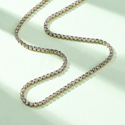 3MM 304 Stainless Steel Rhinestone Cup Chain Necklaces for Women NJEW-G175-01G-02-1