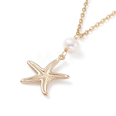 Starfish Pendant Neckelaces for Girl Women NJEW-JN03744-1