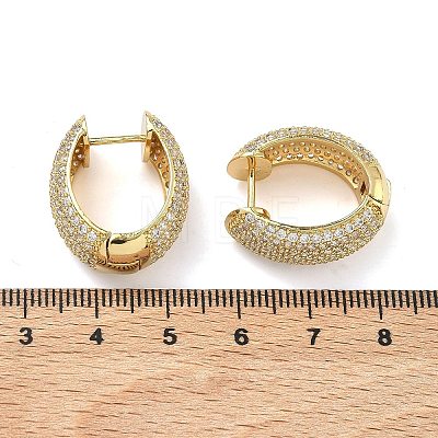 Brass Micro Pave Clear Cubic Zirconia Hoop Earrings EJEW-C182-07C-G-1