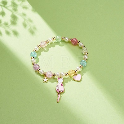 Colorful Alloy Enamel Cute Charms Bracelet BJEW-JB08661-01-1