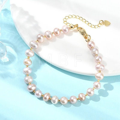 Natural Cultured Freshwater Pearl Potato Beaded Bracelets for Women BJEW-JB13620-1