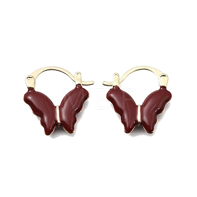Alloy Enamel Hoop Earrings EJEW-G466-06G-1