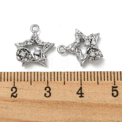 Brass Micro Pave Clear Cubic Zirconia Charms KK-H460-18P-1