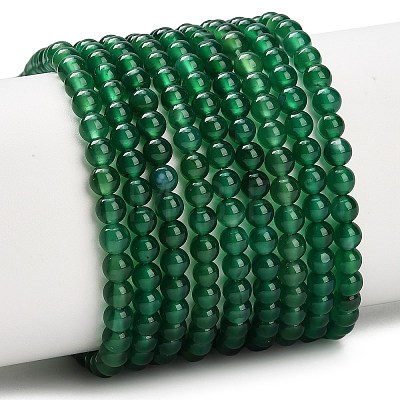 Natural Green Onyx Agate(Dyed & Heated) Beads Strands G-C262-B06-4mm-1