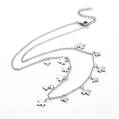 (Jewelry Parties Factory Sale)304 Stainless Steel Pendant Bib Necklaces NJEW-G334-07P-1