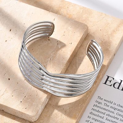 304 Stainless Steel Cuff Bangles BJEW-B108-13P-1