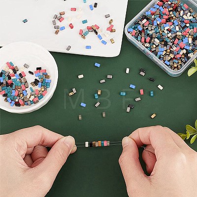 CREATCABIN 800Pcs 8 Colors 2-Hole Glass Seed Beads SEED-CN0001-05-1