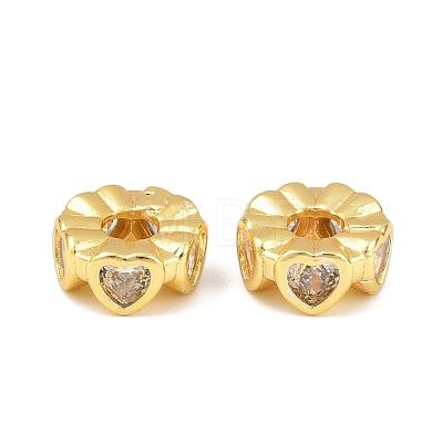 Brass Micro Pave Clear Cubic Zirconia Beads KK-C142-08G-1