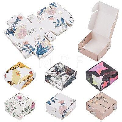 36Pcs 6 Styles Square Paper Gift Boxes CON-BC0007-05-1