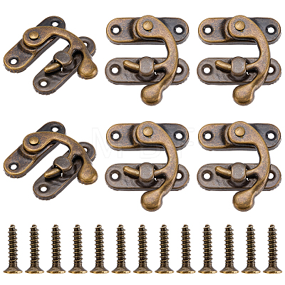 6Pcs Iron Latch Hook Hasp Horn Lock with 24Pcs Screws IFIN-CP0003-01AB-1