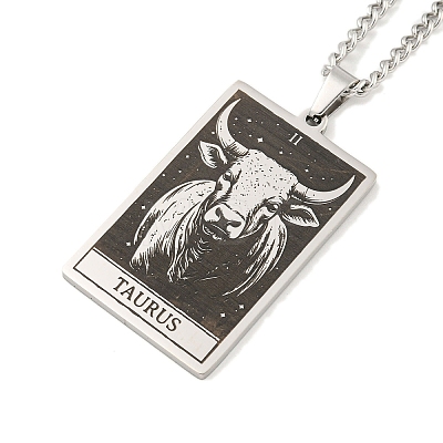 304 Stainless Steel Tarot Pendant Necklaces NJEW-A026-01P-02-1