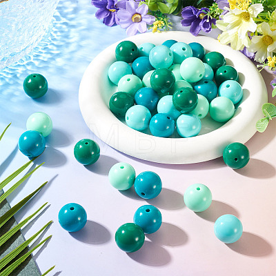 40Pcs 4 Colors Opaque Acrylic Beads MACR-TA0002-97A-1