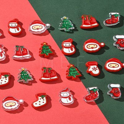 24Pcs 12 Styles Christmas Decorations Theme Opaque Acrylic Bead with Enamel FIND-FS0002-66-1