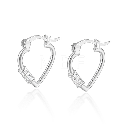 Heart S925 Sterling Silver Hoop Earrings VI6598-2-1