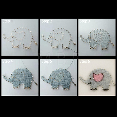 Elephant Pattern DIY String Art Kit Sets DIY-F070-16-1