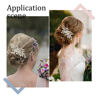 AHADERMAKER 1Pc Wedding Bridal Hair Combs OHAR-GA0001-06-1