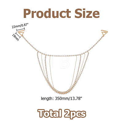 Alloy & Iron Crystal Rhinestone Tassel Sexy Shoulder Bra Body Chains AJEW-WH0455-359G-1