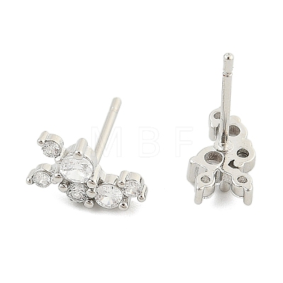 Brass Micro Pave Clear Cubic Zirconia Stud Earrings EJEW-R016-26P-16-1