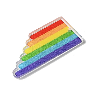 Printed Pride Rainbow Acrylic Big Pendants OACR-L018-15D-1