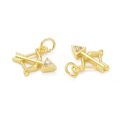 Rack Plating Brass with Cubic Zirconia Charms KK-C011-54G-1