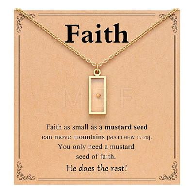 Rectangle 201 Stainless Steel Mustard Seed Pendant Necklaces for Women WG511AE-07-1