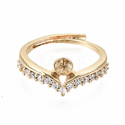Brass Micro Pave Clear Cubic Zirconia Peg Bails Cuff Finger Ring Settings X-KK-T056-115G-NF-1