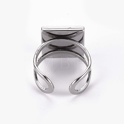 201 Stainless Steel Cuff Pad Ring Settings STAS-S080-041B-P-1