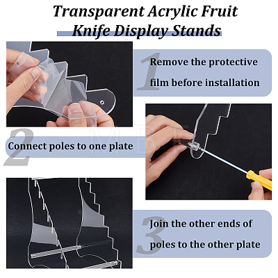 Transparent Acrylic Fruit Knife Display Stands AJEW-WH0470-91A-1
