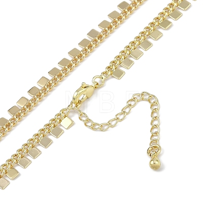 Rack Plating Brass Twisted Chain Square Tassel Necklaces for Women NJEW-K382-15A-G-1