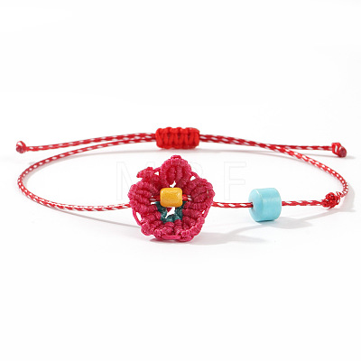 Handmade Woven Flower Polyester Cord Bracelets MK8494-2-1