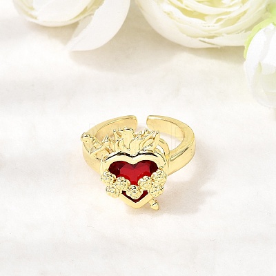 Glass Cuff Open Rings RJEW-P178-01A-G-1